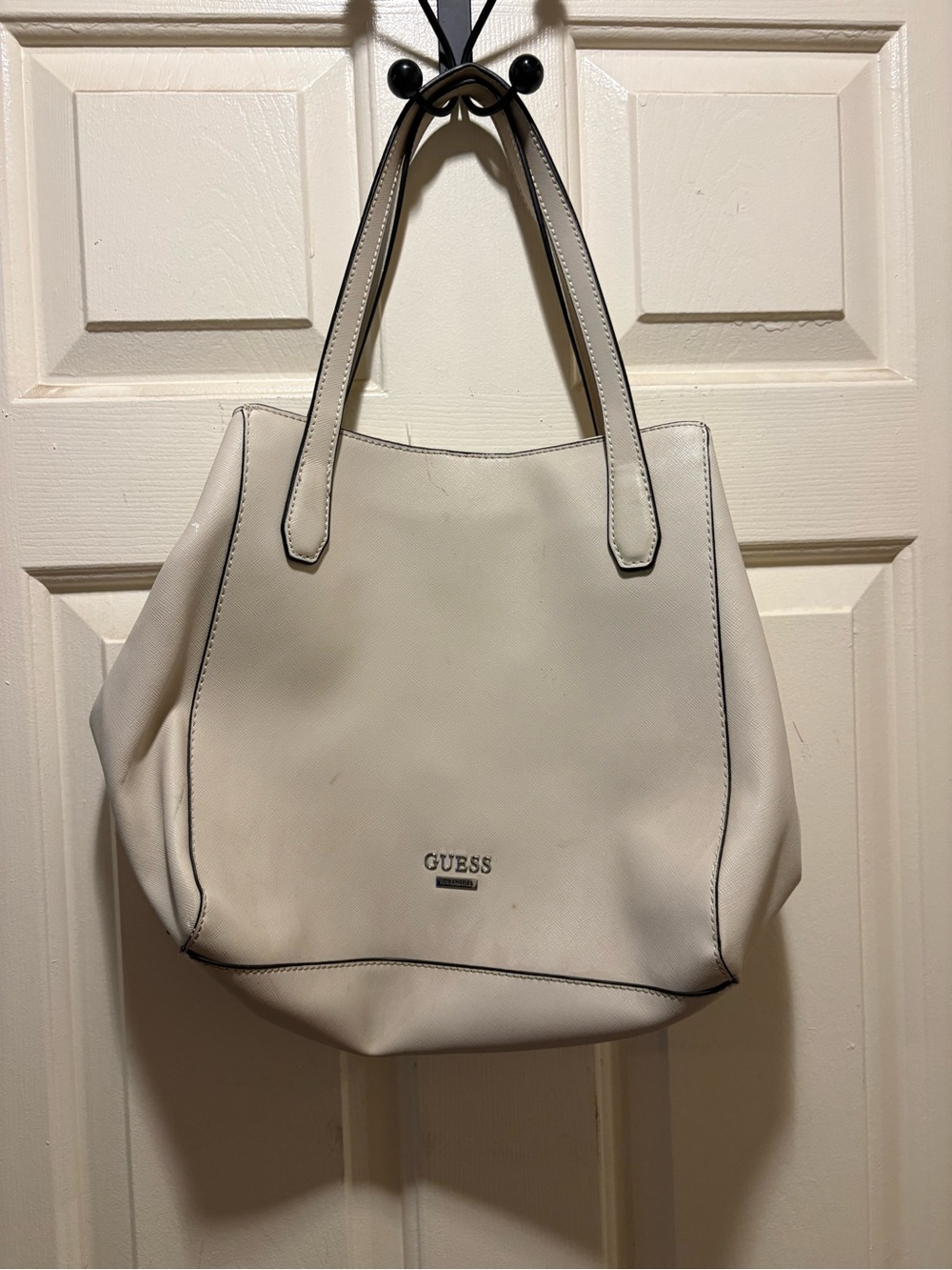 GUESS Cream Tote Bag with Contrast Trim